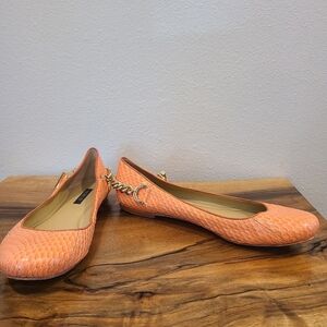 Rachel Zoe Peach Snakeskin Ballet Flats